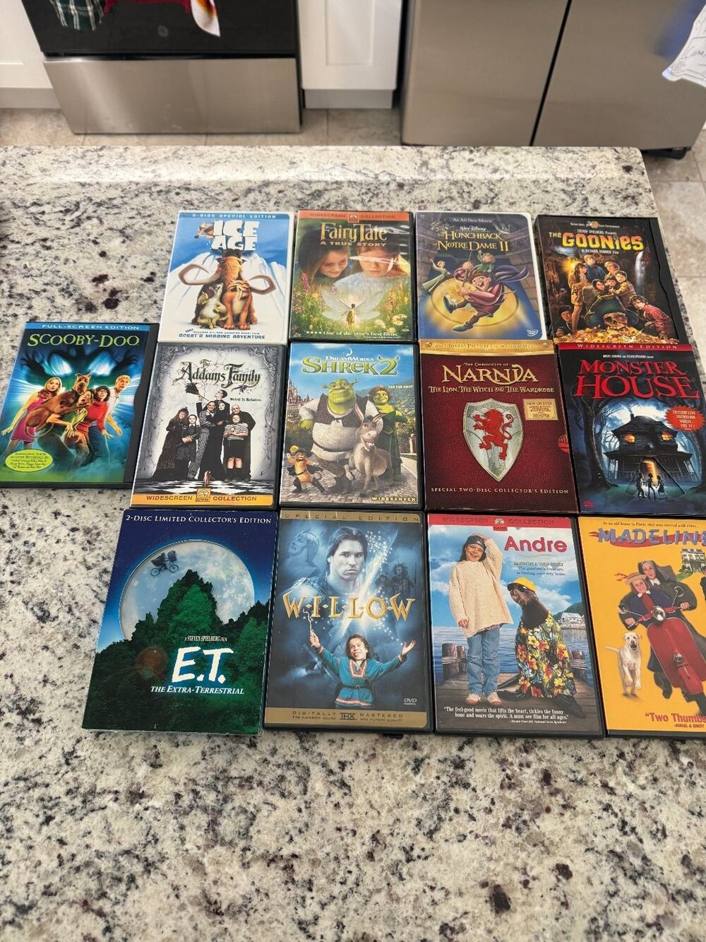 Lot Of 13 Family DVD Movies ET Narnia Shrek Disney Goonies